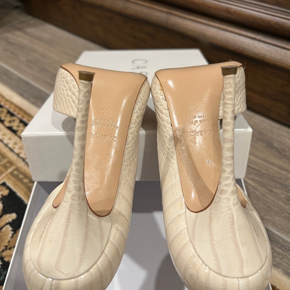 Casadei 
Leather Peep Toe Stiletto Heels 
Size 37 1/2 - Picture 4 of 9